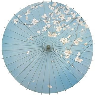 Fansu Paraguas Solar Japonés, Paraguas Chino Papel Engrasado Sombrilla de Tela de Seda para Bodas, Despedidas de Soltera, ...