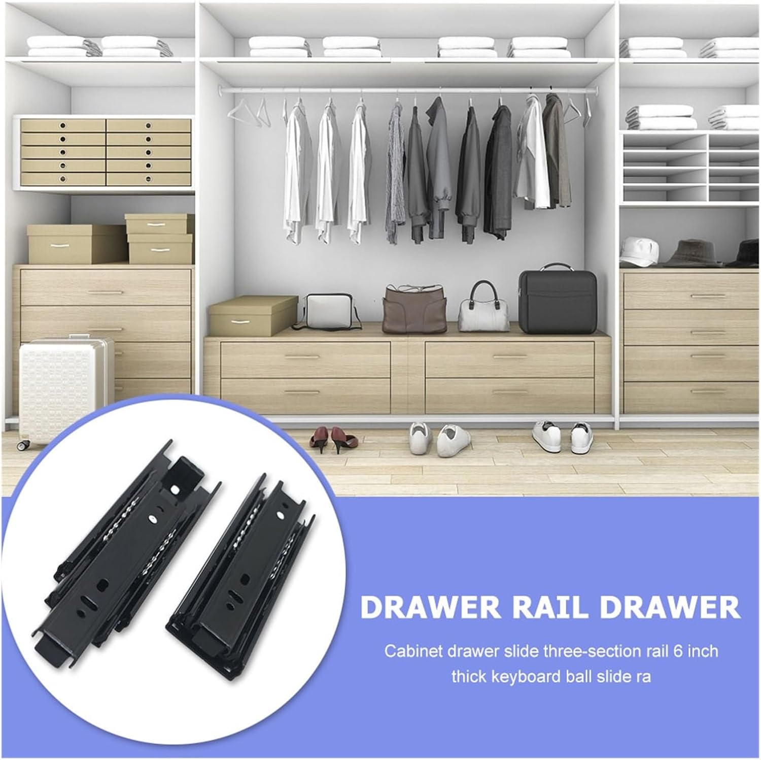 3 Section Side Mount Telescopic Drawer Rail Cabinet Furniture
