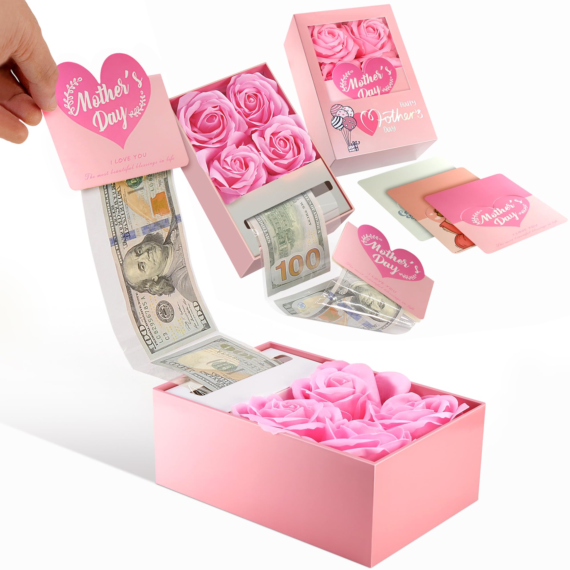 Mothers Day Money Box for Cash Gift Pull, Money Gift Boxes for Cash on Mother, Christmas, Graduation, Mother's Day, for Wife, Mother, Mom, Grandmother