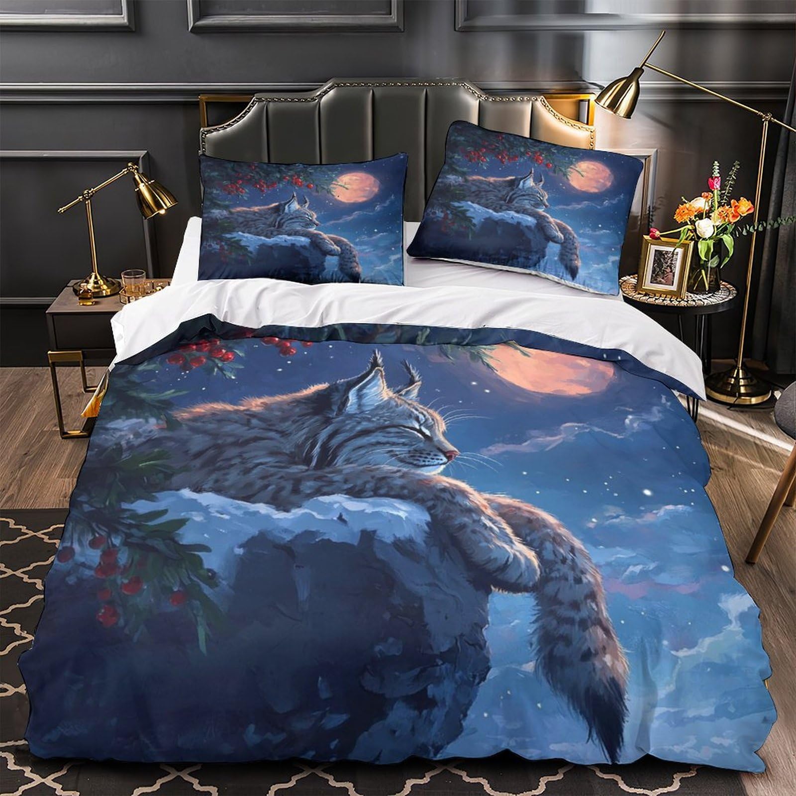 Housse de couette lynx 3D imprimé haute définition drap de lit microfibre