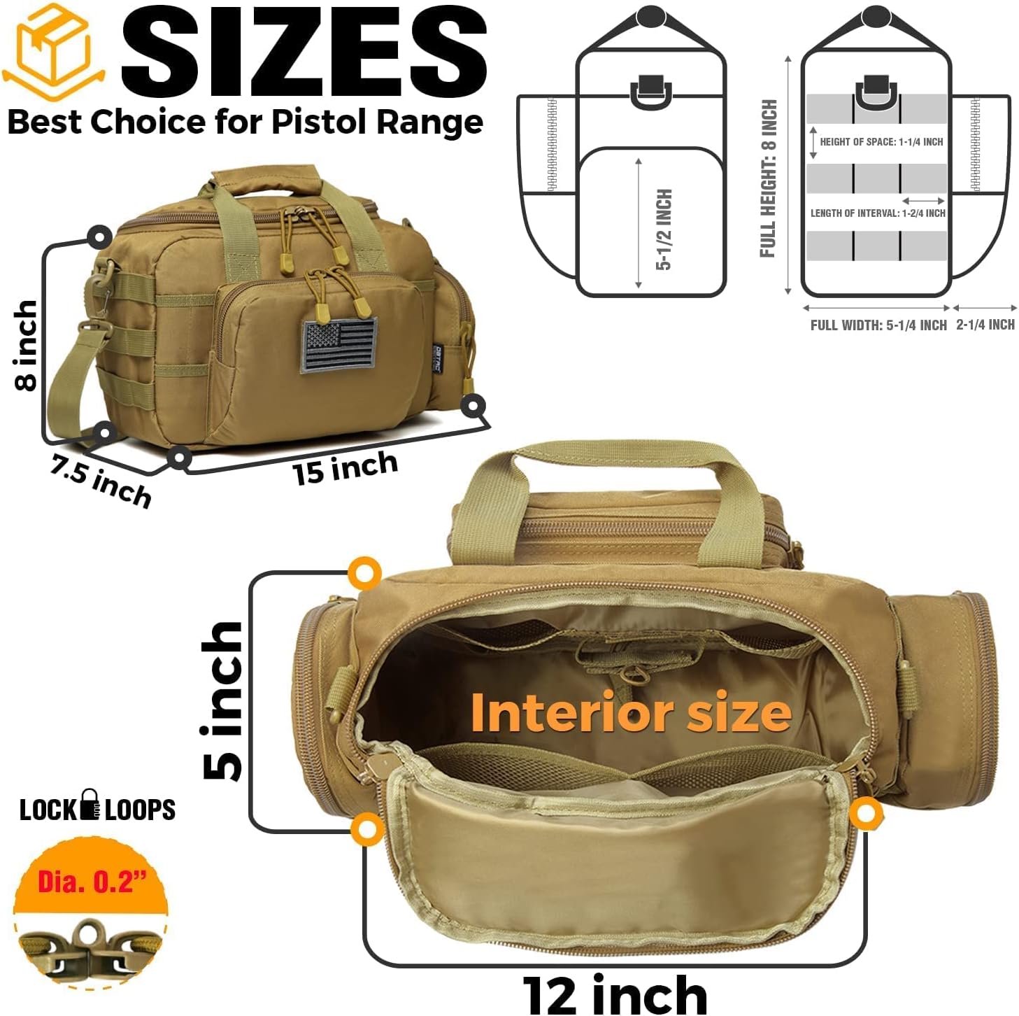 Single Padded Pistol Bag Large + Range Bag Small for 2X Pistol (Brown)