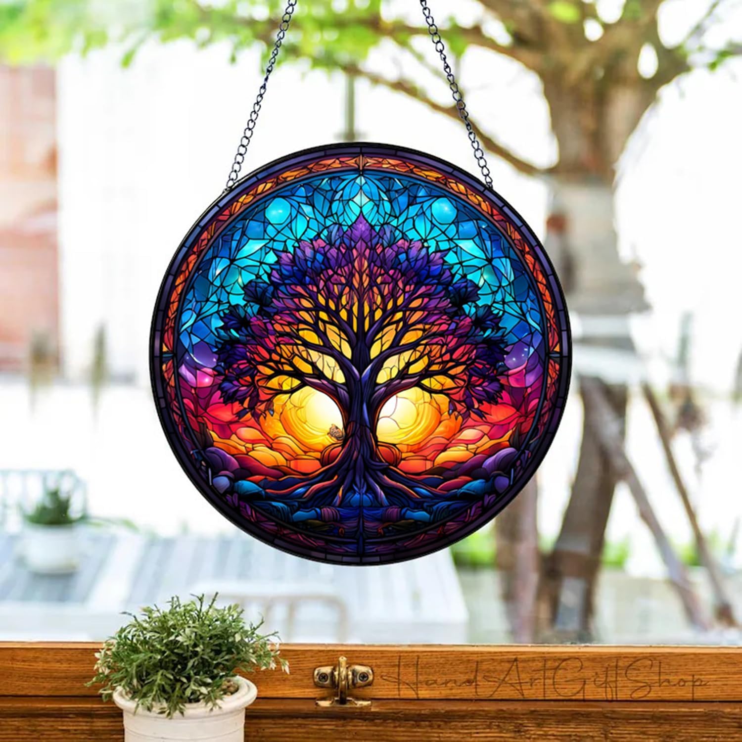 Tree of Life Suncatcher Stained Glass Window Hanging image 3