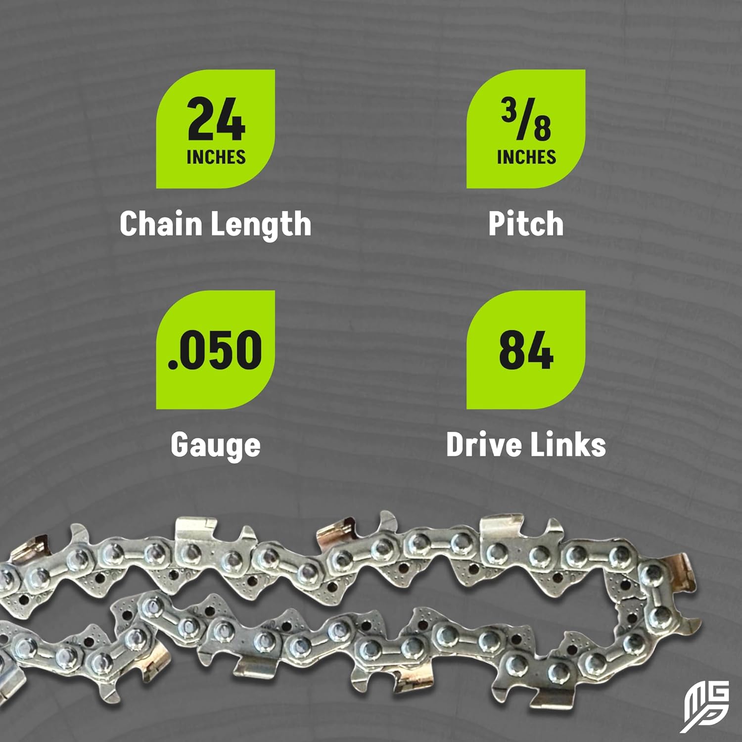24in Carbide Semi-Chisel Chainsaw Chain Loop | 3/8in | .050 Gauge | Fits Stihl, Oregon, and Husqvarna Chainsaws (84 Drives for 24" Bar)