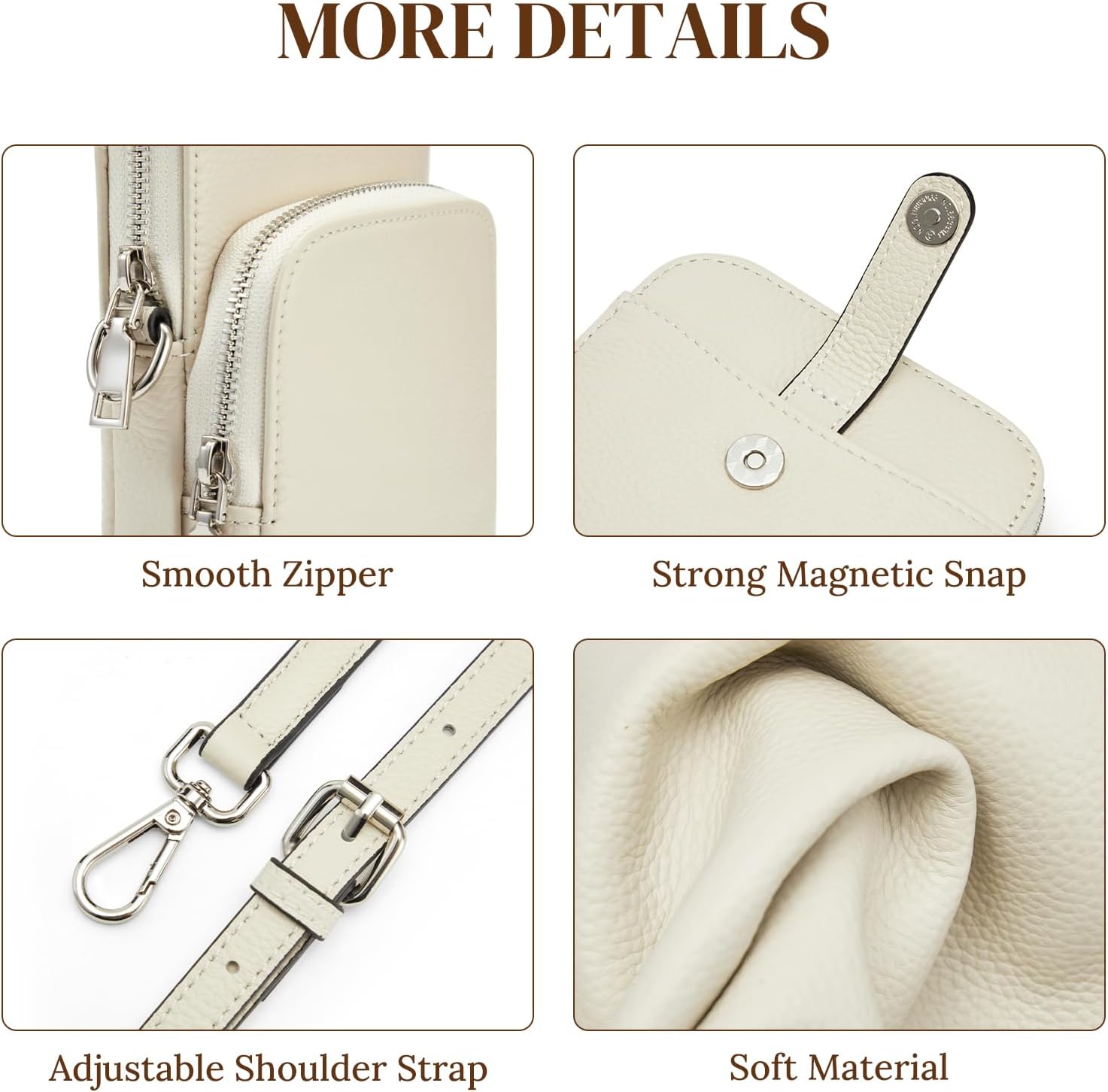 S-ZONE Leather Crossbody Bags for Women RFID Blocking Purses with Card Slots Small Phone Purse Travel Wallet - Image 6