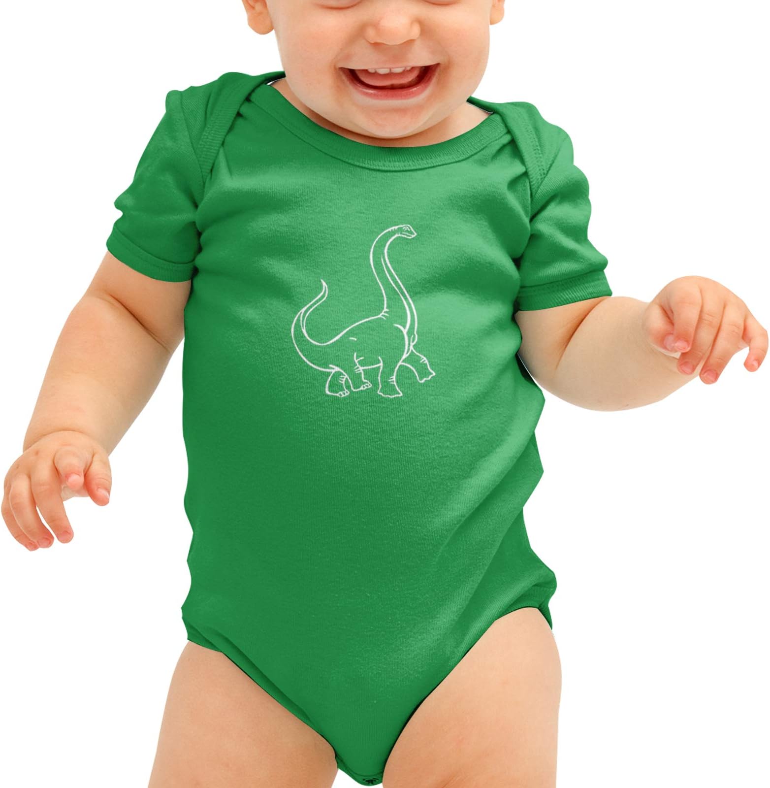 Brontosaurus Dinosaur Boys and Girls Babygrow (12-18 Months, Green)