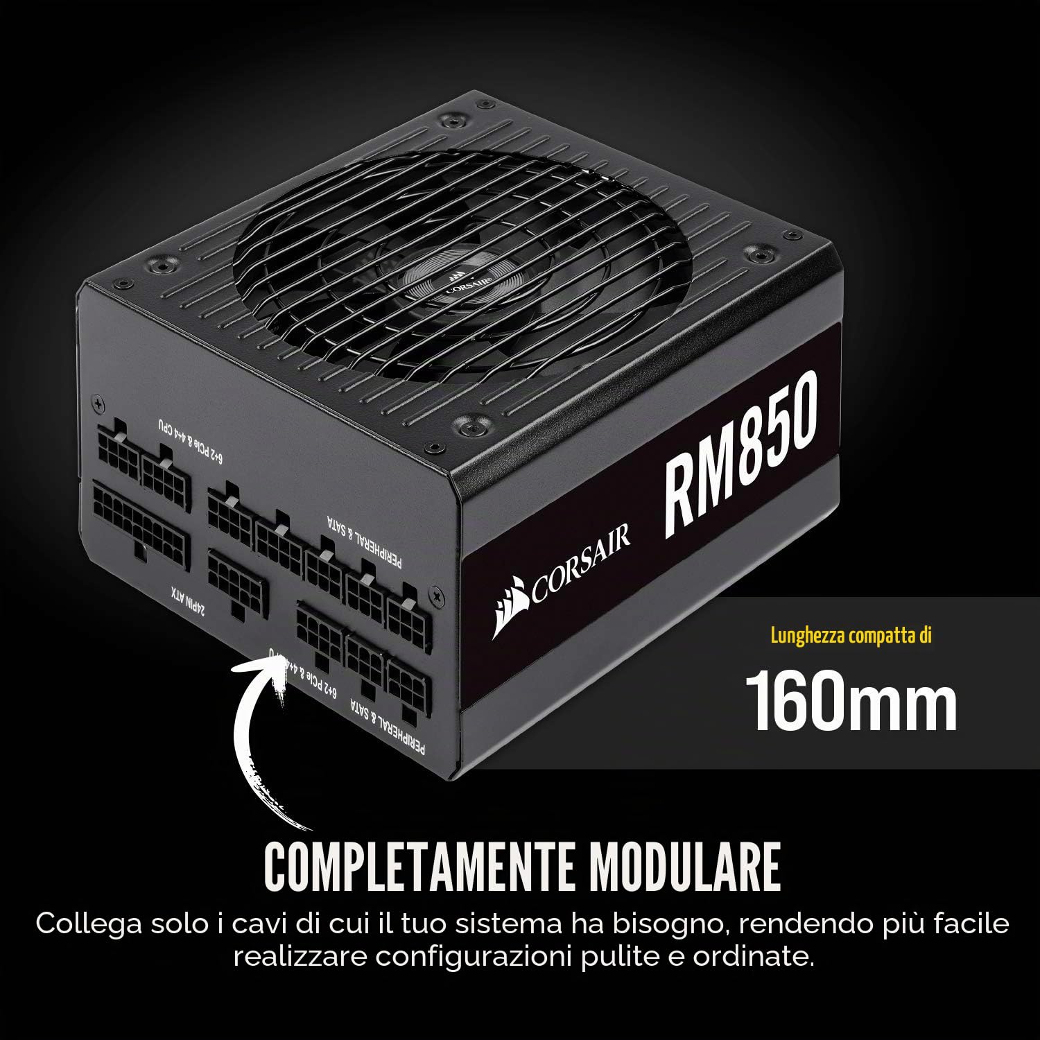 CORSAIR RM Series, RM750, 750 Watt, 80+ Gold Certified, Fully Modular Power Supply, Microsoft Modern Standby