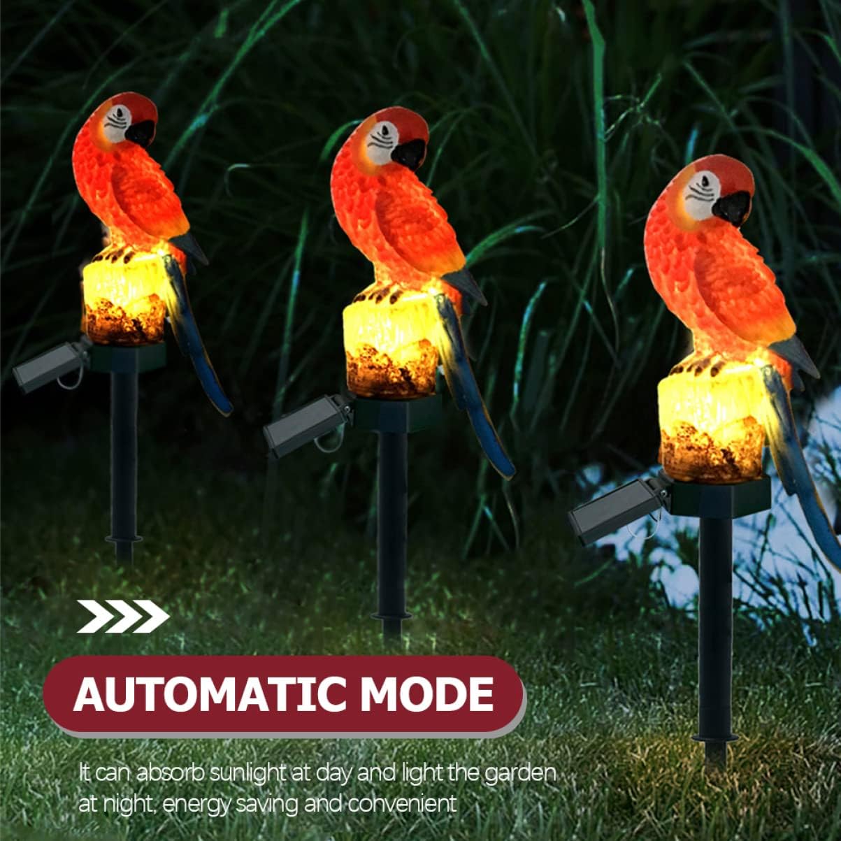 Uonlytech 2pcs Solar Light Backyard for Lamp Stake Lawn Resin Decor Decorative with Landscape Lights Pathway Patio Decorations Decoration Outdoor Parrot Animal Garden Led Ornament