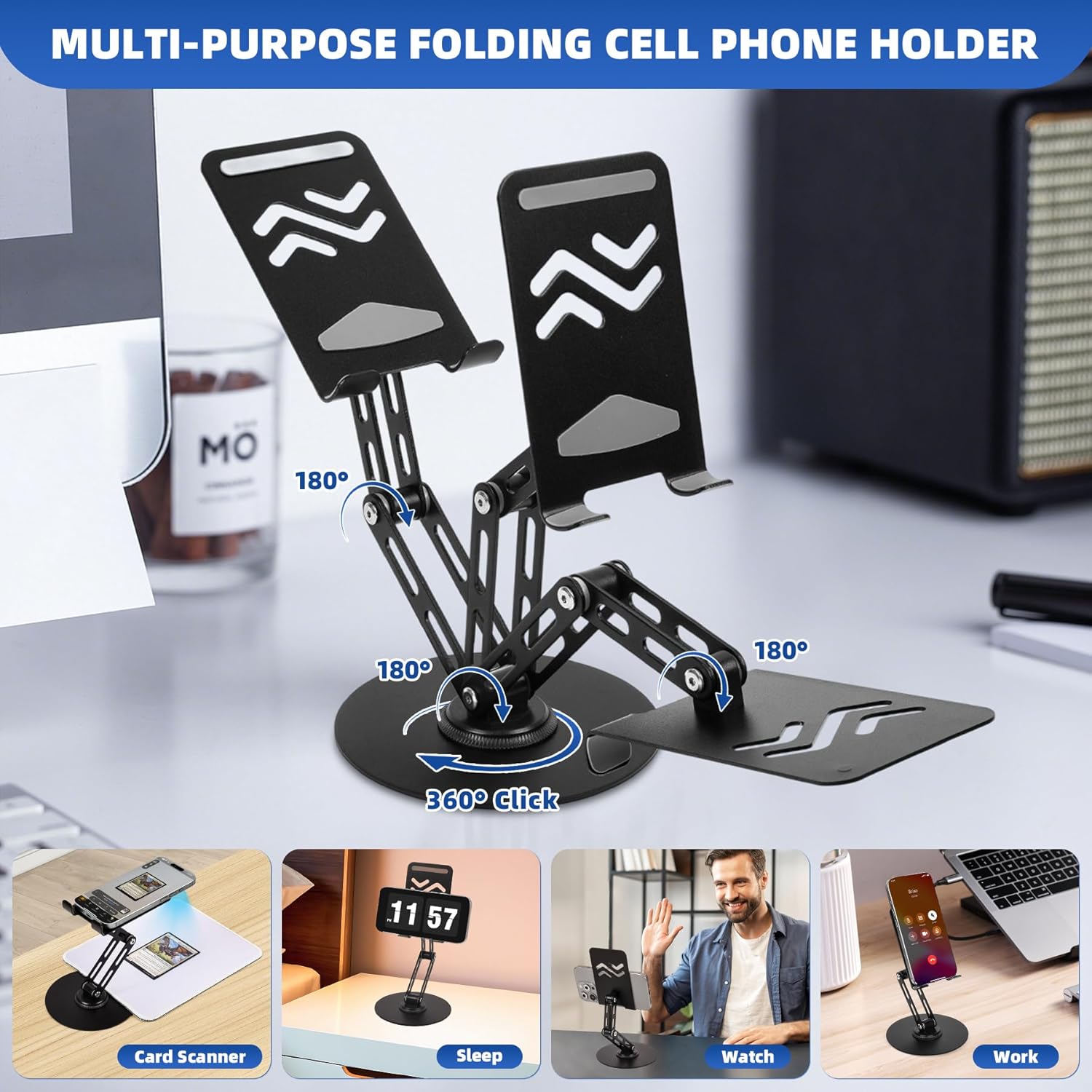 Card Scanner for Trading Cards–MTG & TCG Card Scanner Stand with Magnetic LED Light,Foldable Phone Holder for Scanning,Cards Quickly Scan and Price Check,Available for ManaBox