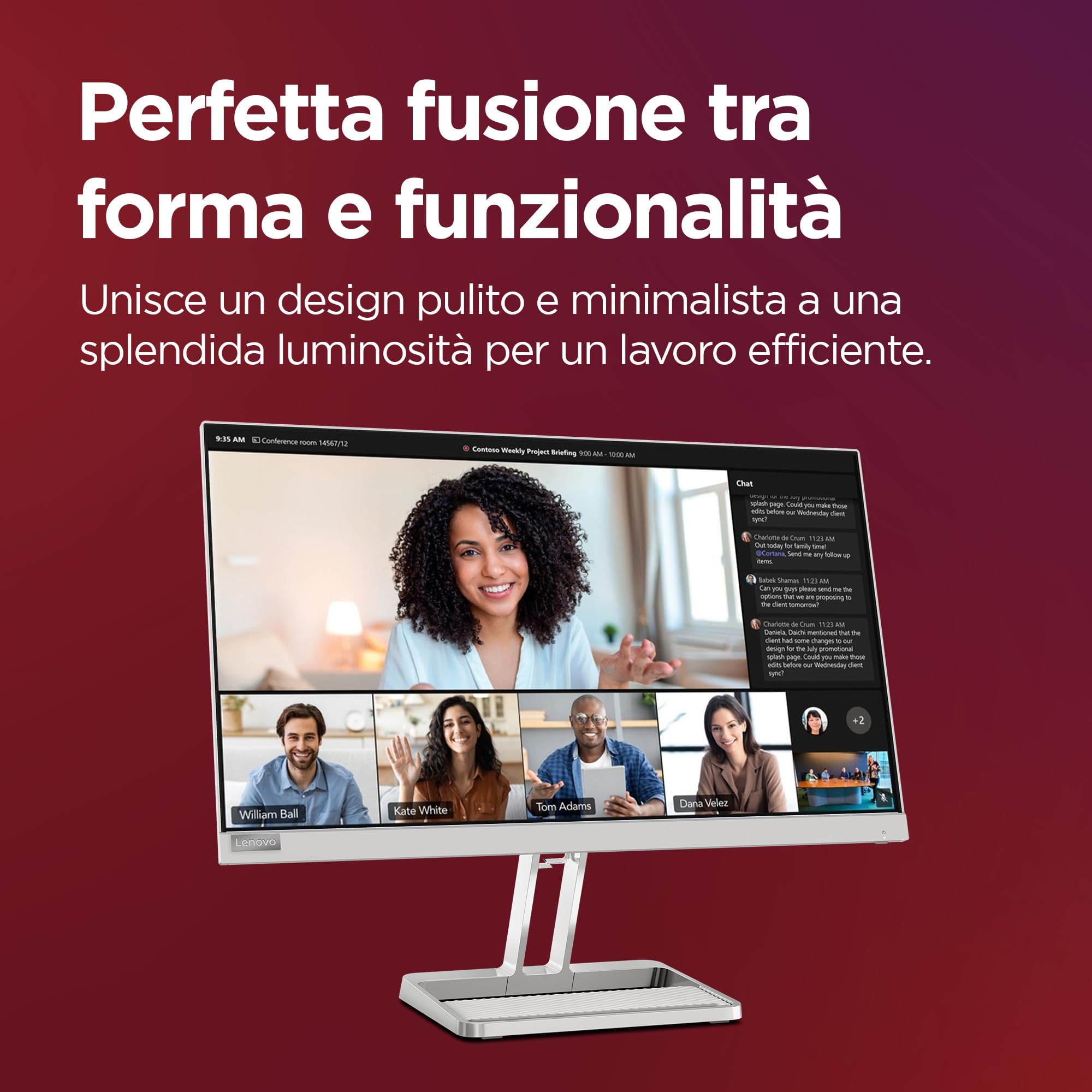 Lenovo L24i-40 Monitor - Display 23.8 pollici FullHD WLED (1920 x 1080, VA, Bordi Ultrasottili, AMD FreeSync, 4ms, 100Hz, Cavo HDMI) - Raven Black - Esclusiva Amazon