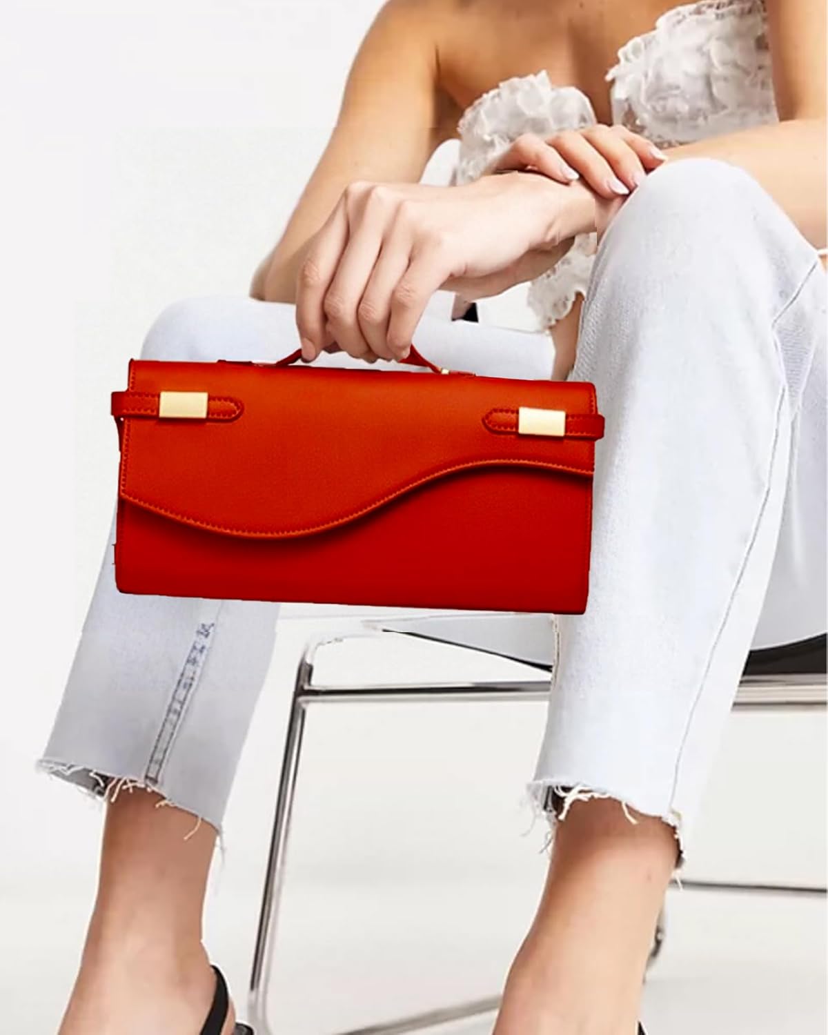 NEWBELLA Women's Elegant Evening Bag - Top Handle Shoulder Bag with Detachable Strap, Fashionable Crossbody Bag Clutch Purse - Image 6