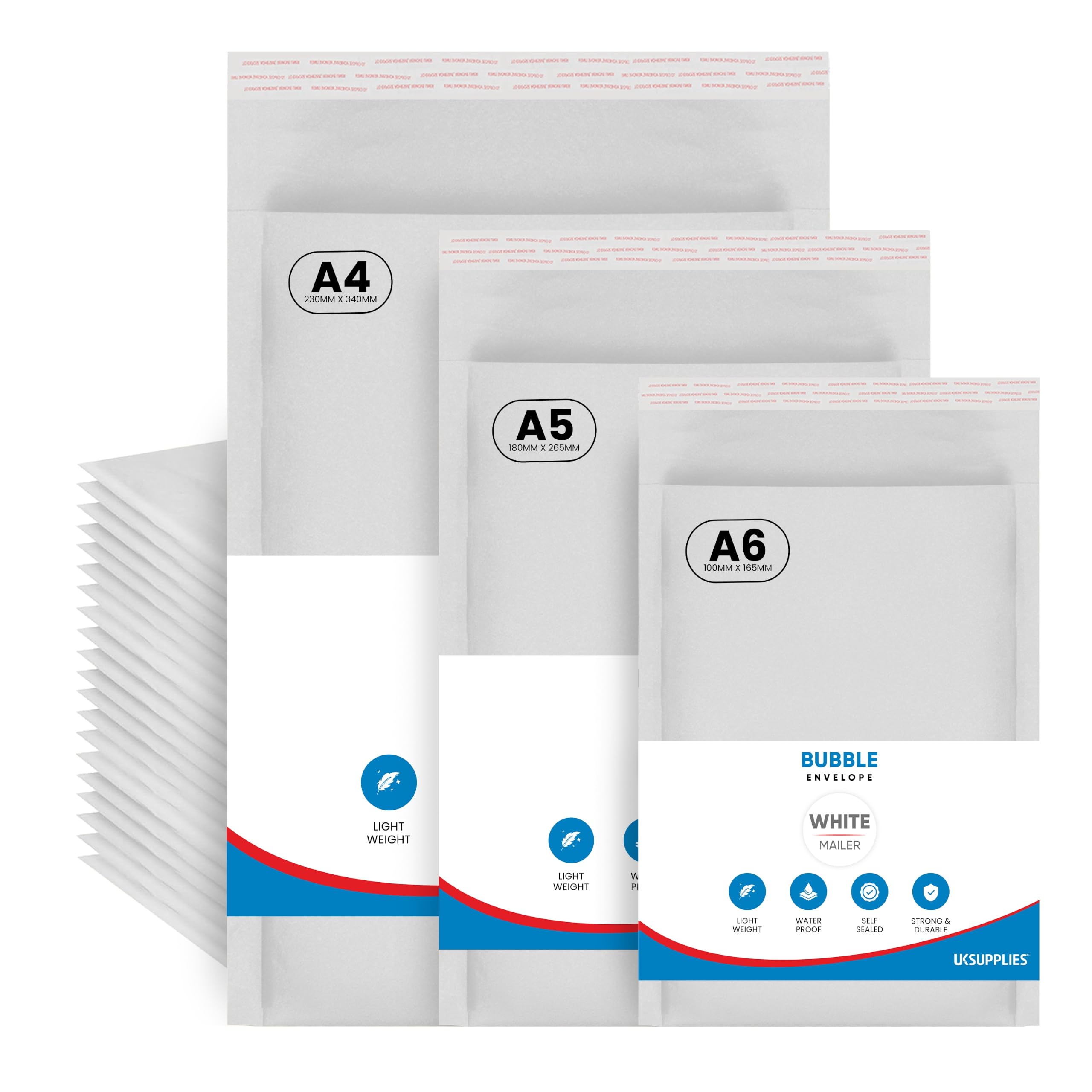 UK SUPPLIES LIMITED A6 A5 A4 Mix Assorted Sizes (Pick Any Pack Size) Padded White Bubble Envelopes Peel & Seal Bags Bubble Mailer Postal Wrap Envelope Parcel Mailers for Mailing Goods, 30 Pack