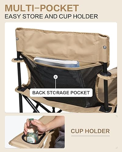 Miniatura 4 de MOBI GARDEN Silla de camping portátil con bolsillos laterales y soporte para tazas, bolsa de transporte incluida, ideal para camping, portón