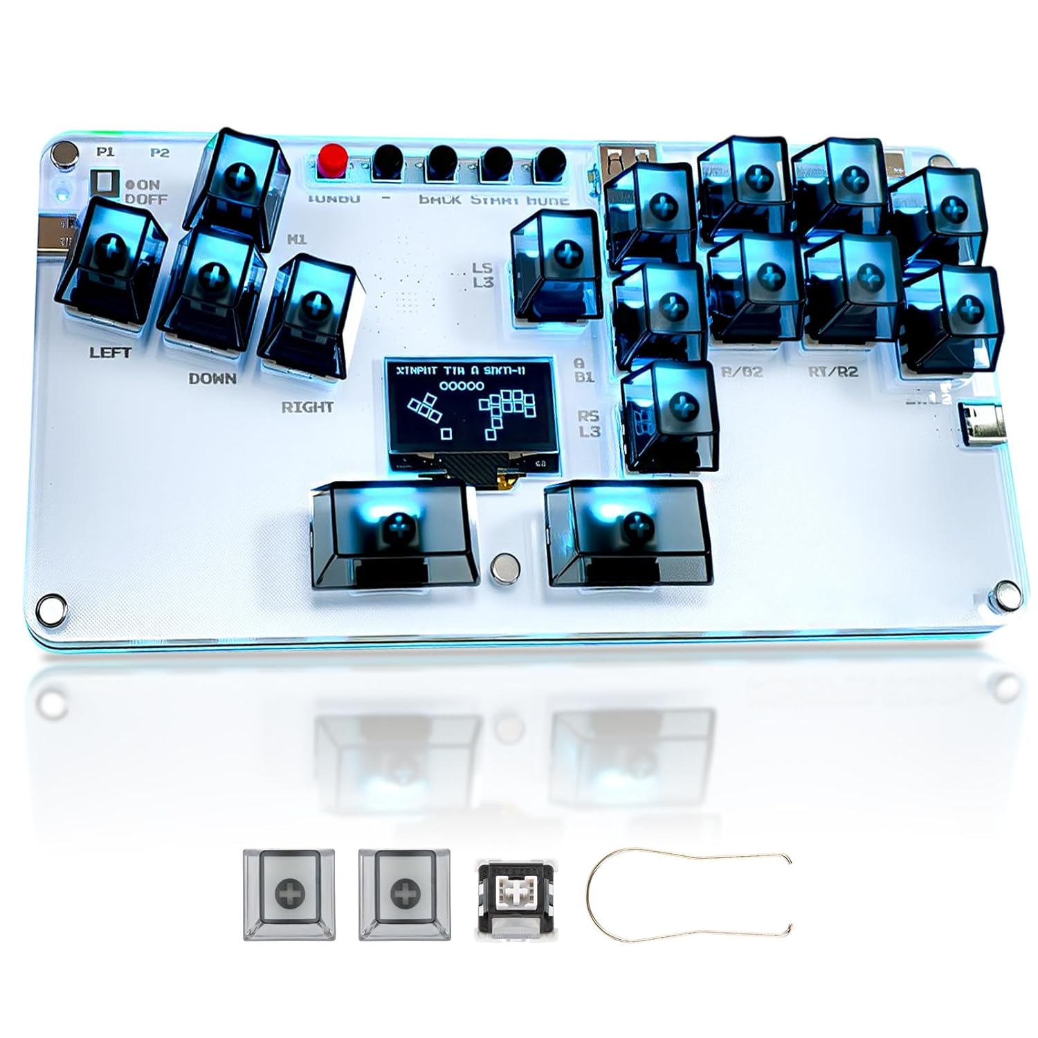 Stickless Arcade Stick 16Keys All-Button Black Leverless Controller with Custom RGB & Turbo, Arcade Fighting Controller Game Keyboard 3 TYPE-C Ports for PC/Android/Switch/PS3/PS4/Steam, Support SOCD