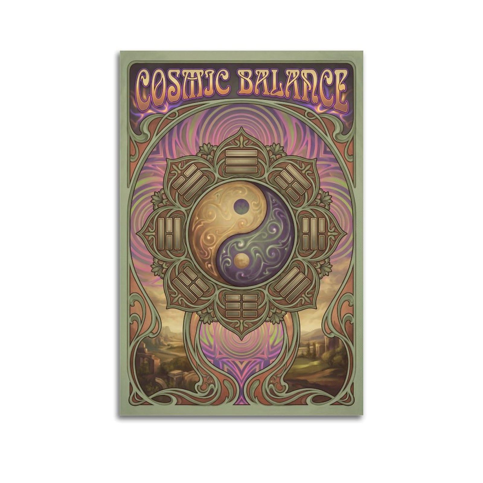 OKNGB China Tai Chi Yin Yang Bagua Healing Meditation Poster Decorative Painting Canvas Art Picture 24x36inch(60x90cm)