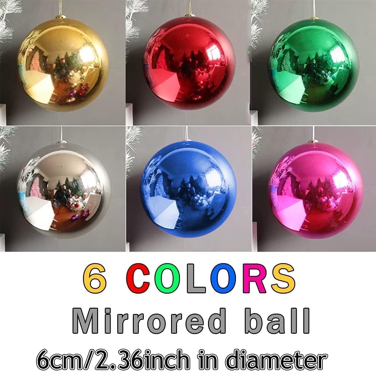 24 esferas de Navidad de 60 mm, adornos esenciales para árbol de Navidad, decoraciones de Navidad inastillables, decoraciones de Navidad para interiores para el hogar, vacaciones, decoración