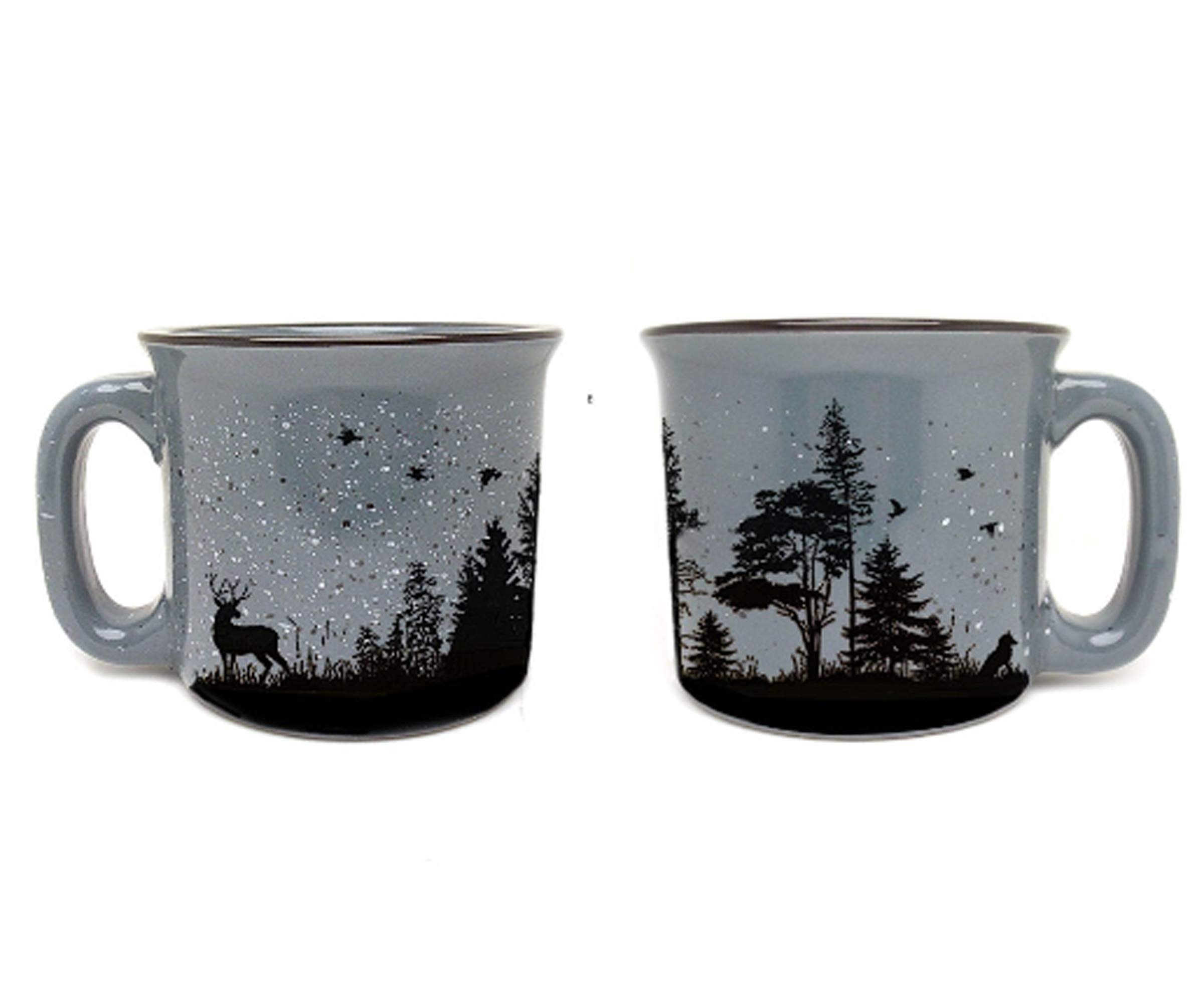 Black Lantern Coffee Mugs—Nature-Themed Coffee Cups and Tea Mugs for Nature Lovers—Large Coffee Mug for Women and Men—Ceramic Mugs for Hot Chocolate, Cappucinos, and Lattes—15oz. (Forest Animals)