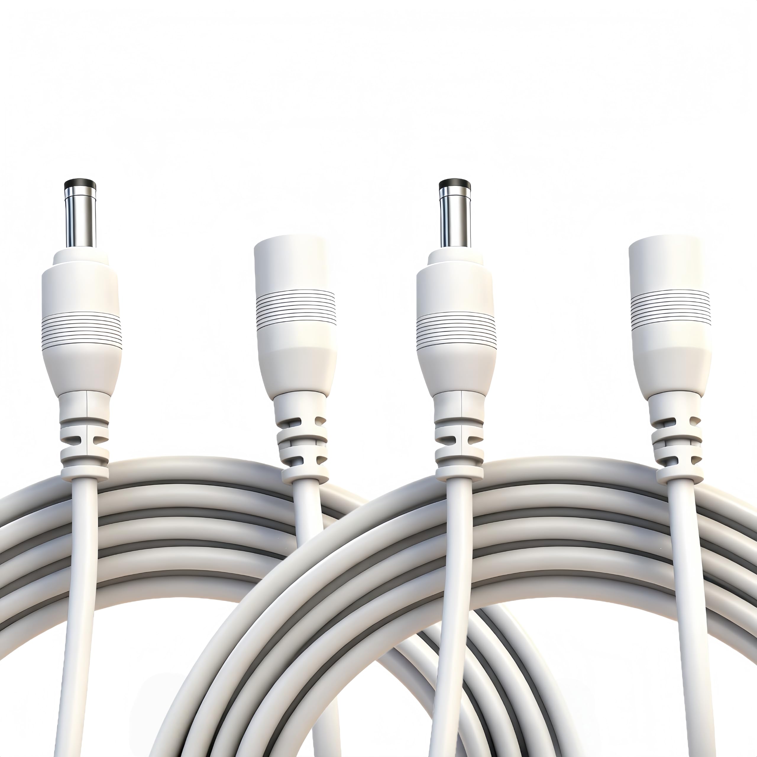 LETONDA DC Power Extension Cable, 5.5mm x 2.1mm, Security Camera Power Cord, White (2, 6.6 ft)