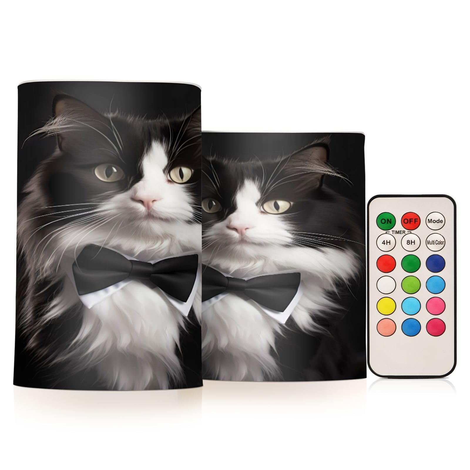 ALAZA Cat (40) Flickering Flameless Candles Battery Operated with Remote Timer,Tea Light Candles LED Pillar Votive Candles Set of 2 for Outdoor Indoor Decorations