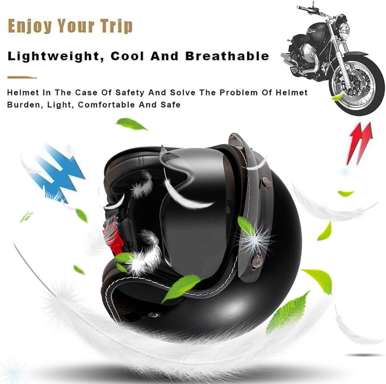 Casco De Motocicleta Abiertos ECEDOT Homologado Medio Casco Protector con Visera Cascos Jet De Estilo Vintage Cascos Half-Helmet para Hombres Y Mujeres
