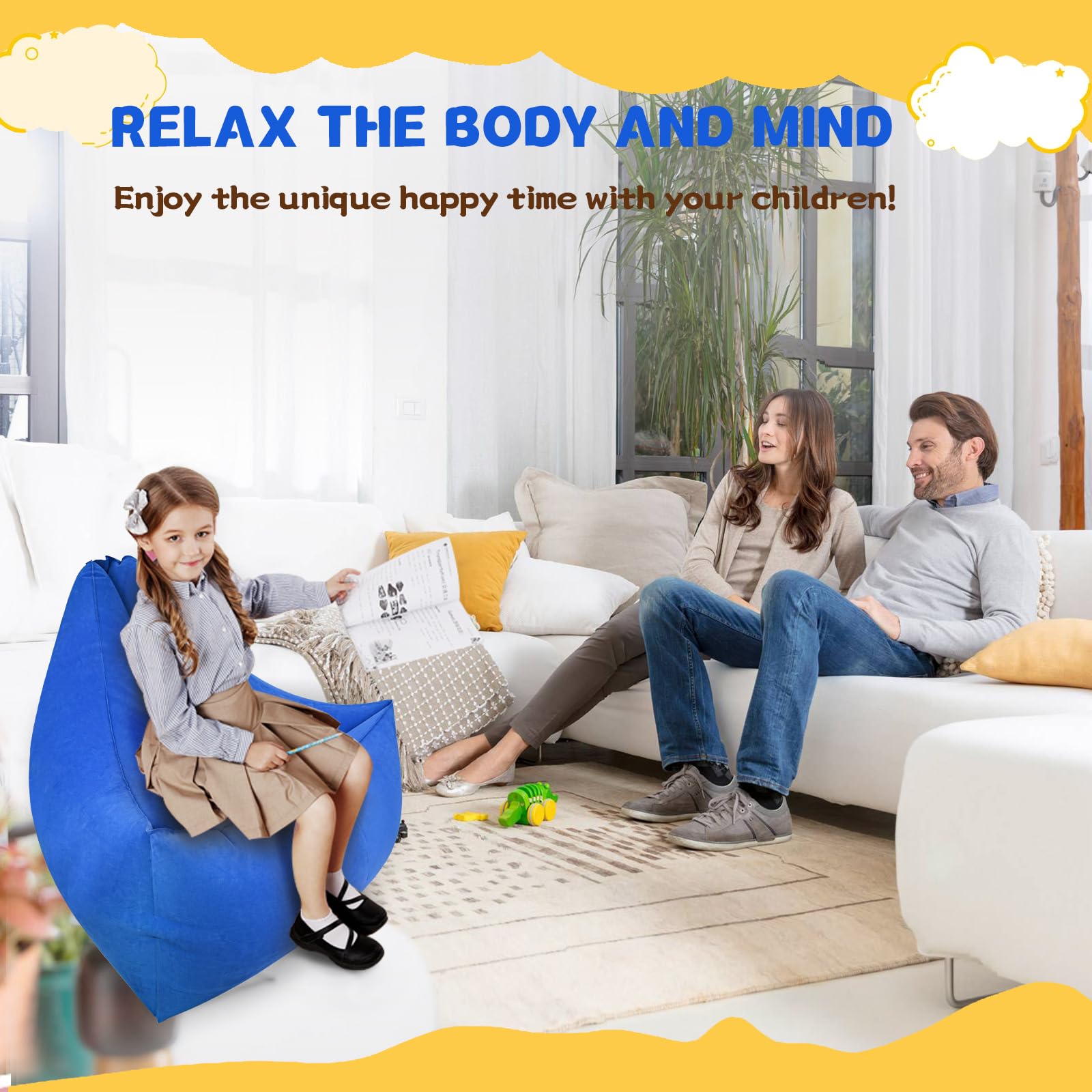 Silla sensorial para niños, silla calmante inflable para niños autistas, Peapod inflable con bomba de aire eléctrica, productos sensoriales para autismo, adecuada para niños con autismo y TDAH (azul