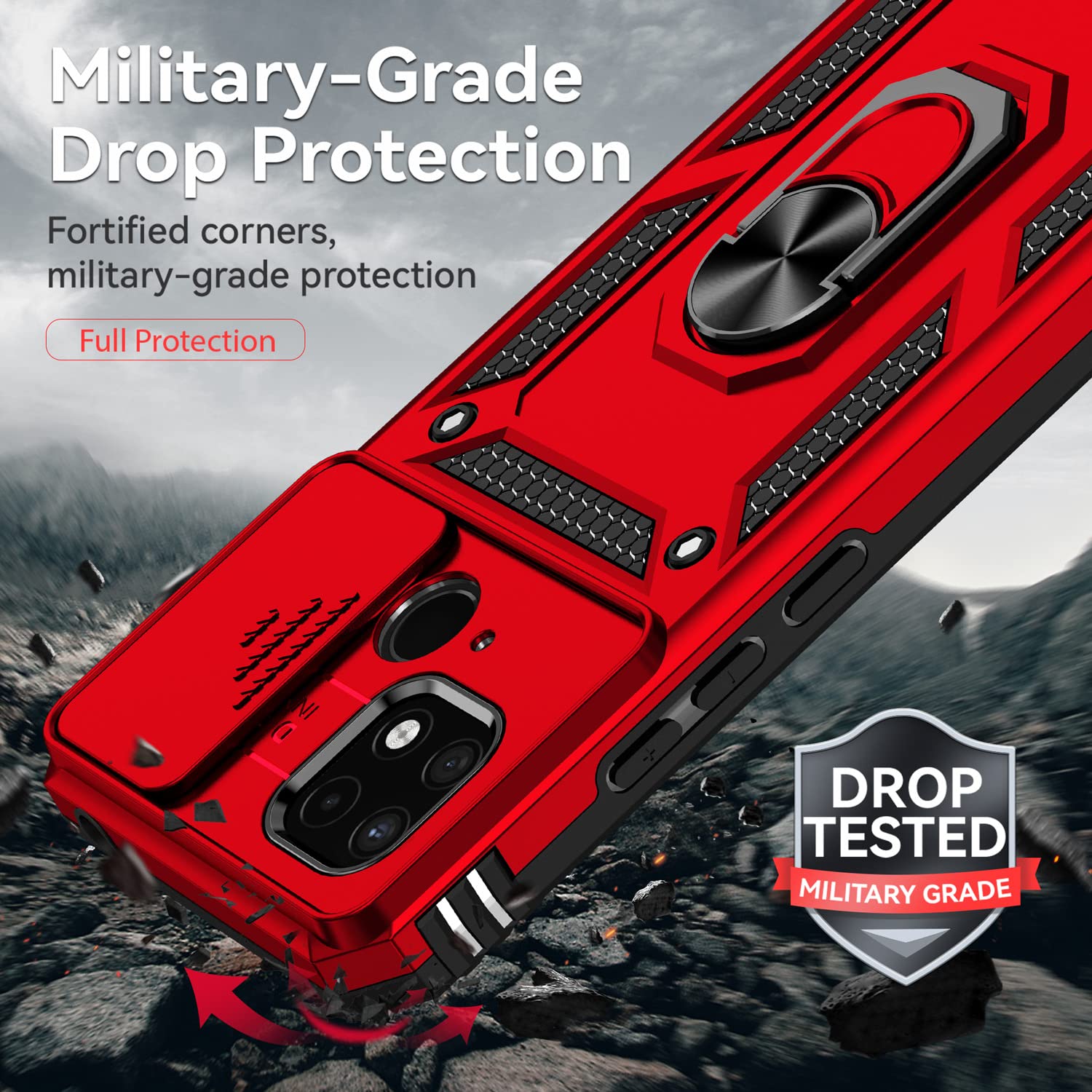XINYEXIN Cover Per Xiaomi Redmi 10C Con Anello Magnetico 360° E Protezione Fotocamera – Oro Rosa – Military Grade