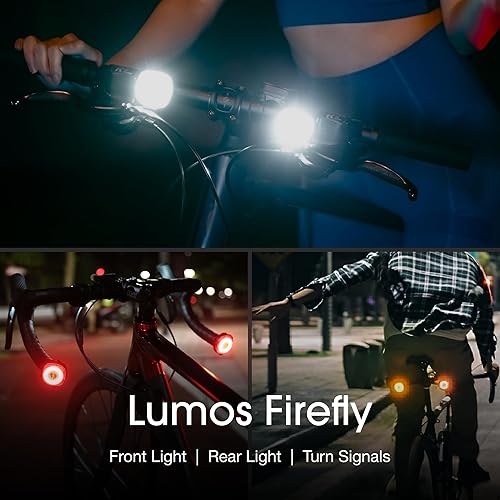 Miniatura 2 de Lumos Firefly - Sistema de luz inteligente para bicicleta, sincronización de luz LED delantera y trasera, brillo personalizado, patrón de flash,