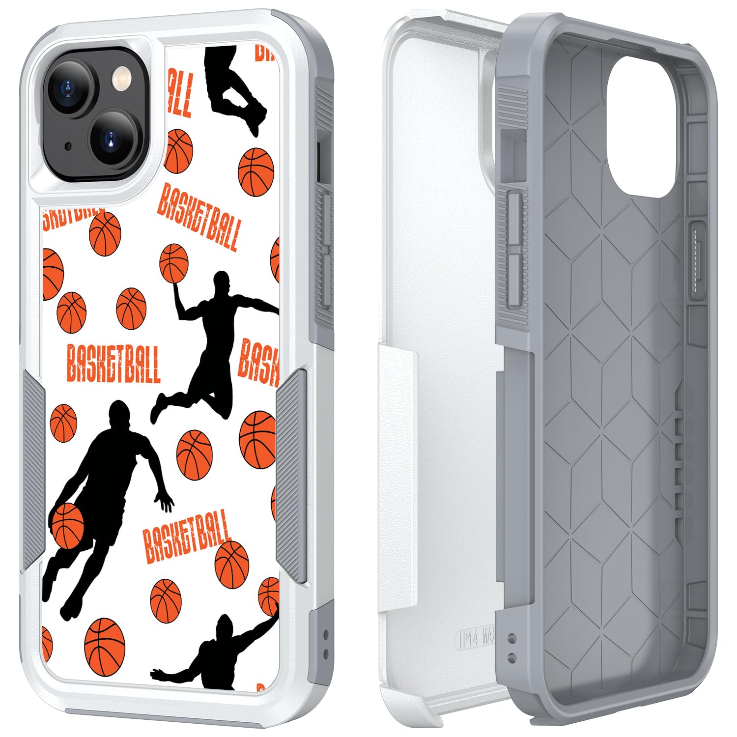 Case for iPhone 14 Unique Sports Pattern Shock-Absorption Hard PC and Inner Silicone Hybrid Dual Layer Armor Defender
