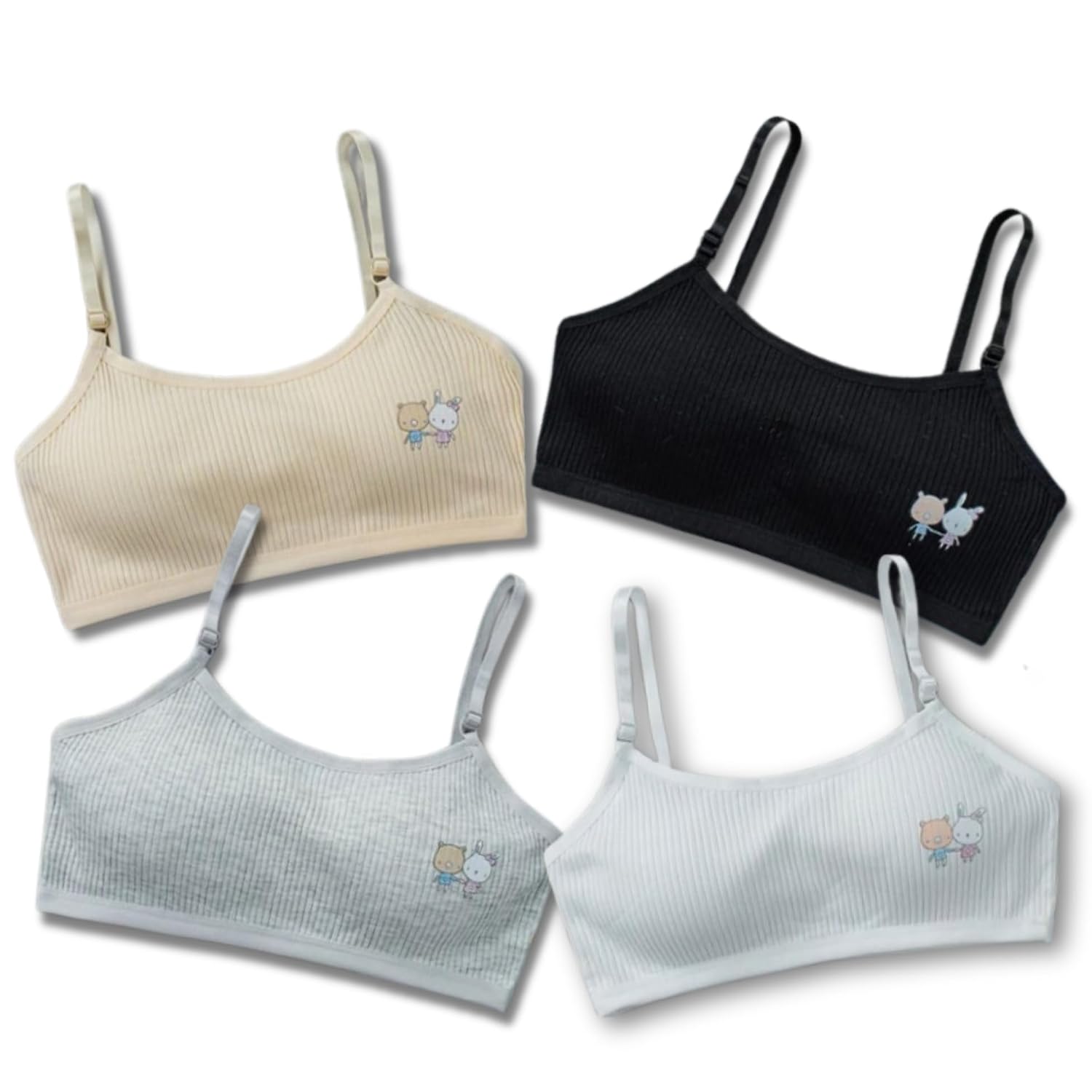 Youstylo Pack of 4 Beginners Bra Light Padded Non Wired Full Coverage Double Layered Bras for Girls with Adjustable Strap ... - Review, Price and Buying Guide
