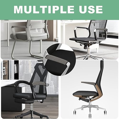 Miniatura 4 de Ntomtuex Juego de 2 fundas de lino para reposabrazos de silla de oficina, fundas ajustables para reposabrazos de silla de ruedas, color gris