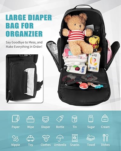 Miniatura 3 de SHARKMOUTH Bolsa de pañales militar para hombre, mochila táctica para bebés con bolsas aisladas para botellas para papás amantes del aire libre,