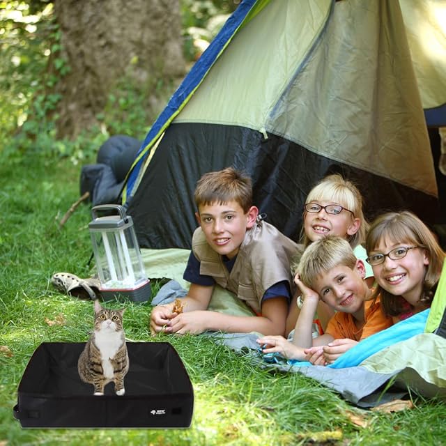 Foto 7 de 7 de Caja de Arena para Gatos Plegable de Viaje 40 * 30cm M, Arenero Portatil para Gatos