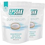 Epsoak Epsom Salt - 10 lb (Two 5 lb Resealable Bags), Magnesium Sulfate USP, Unscented, Made in USA, Perfect for Bath, Spa, and Soaking