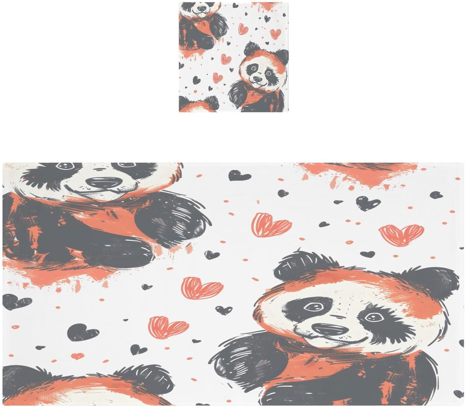 Hand Towels Premium Soft and Highly Absorbent Doodle Panda 2 Pcs Towels for Bathroom Set 100% Cotton Decorative Face Towels
