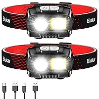 Blukar 2000 Lumens Rechargeable LED Headlamp 2-Pack - Motion Sensor, 8 Modes, IPX5 Waterproof, Super Bright for Camping Hiking Running