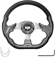 Vista 1 de D Golf Cart - Volante de 12.5 pulgadas, para Club Car EZGO Yamaha carrito de golf, con botón de bocina de coche, volante de carreras genial