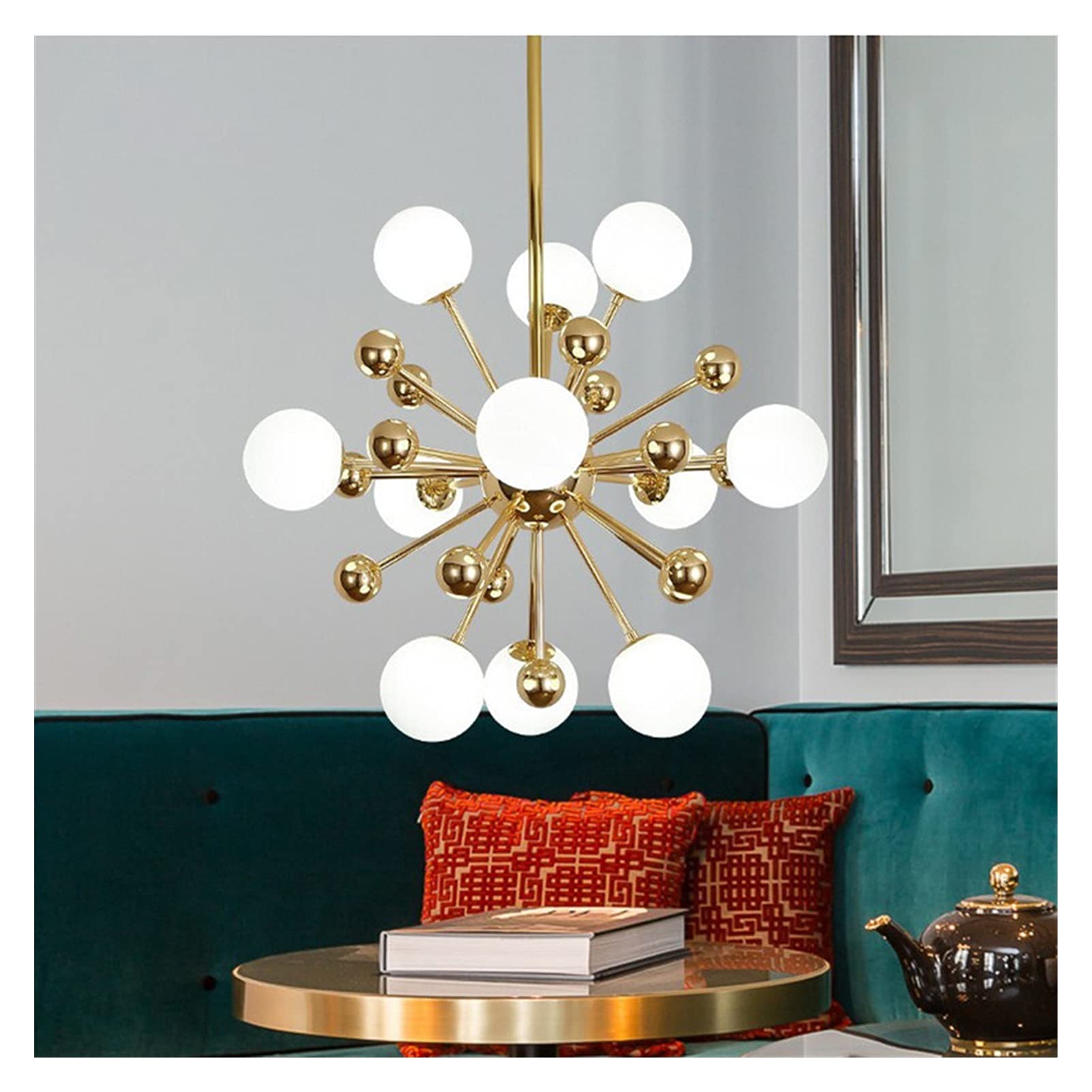 Chandelier Nordic LED Sputnik Chandelier postmodern Dandelion Glass Ball  Chandelier American Molecular Chandelier Bedroom Lights (Color 11 Heads