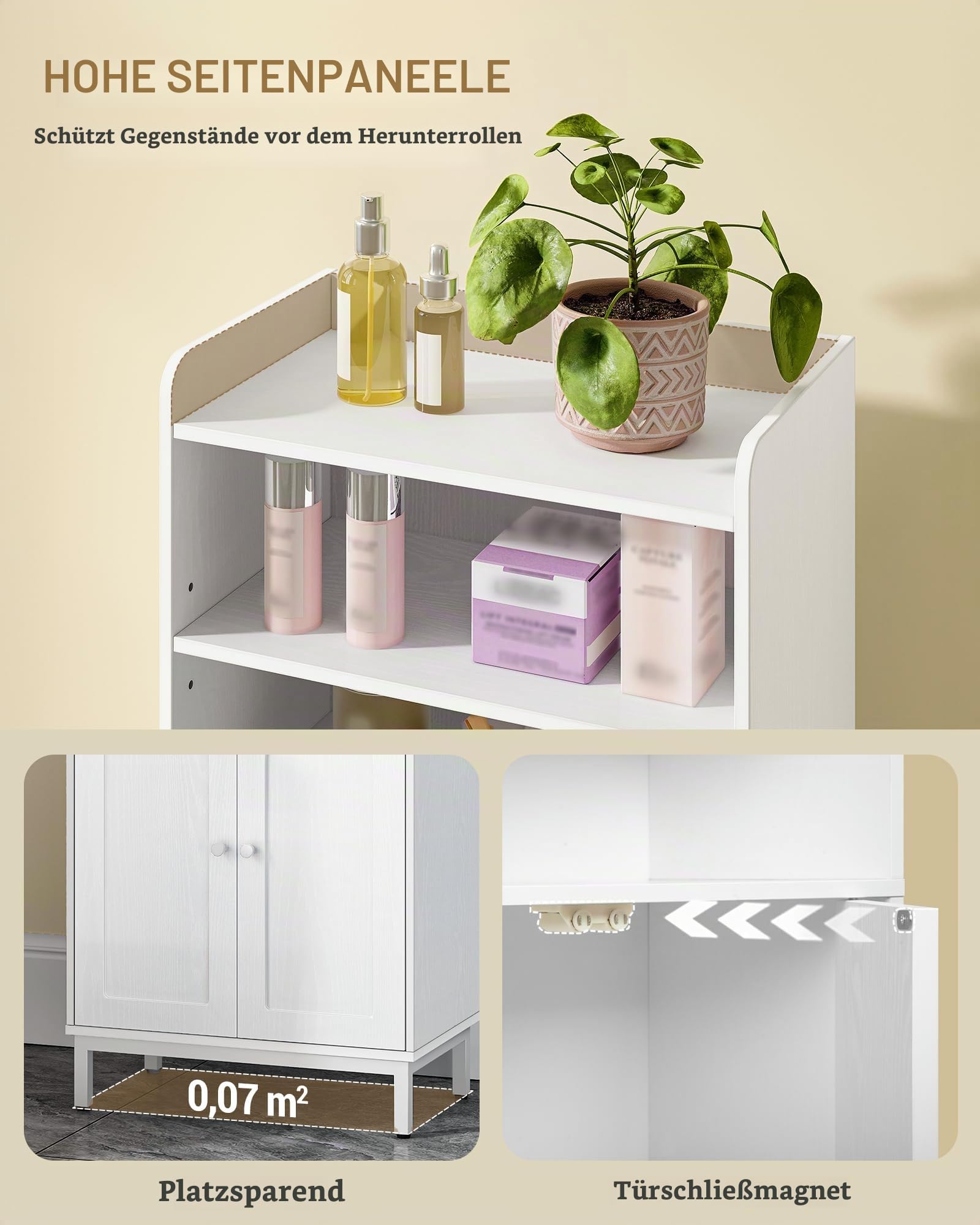 Hzuaneri Badezimmerschrank, Badschrank, 2 Verstellbarer Regalboden