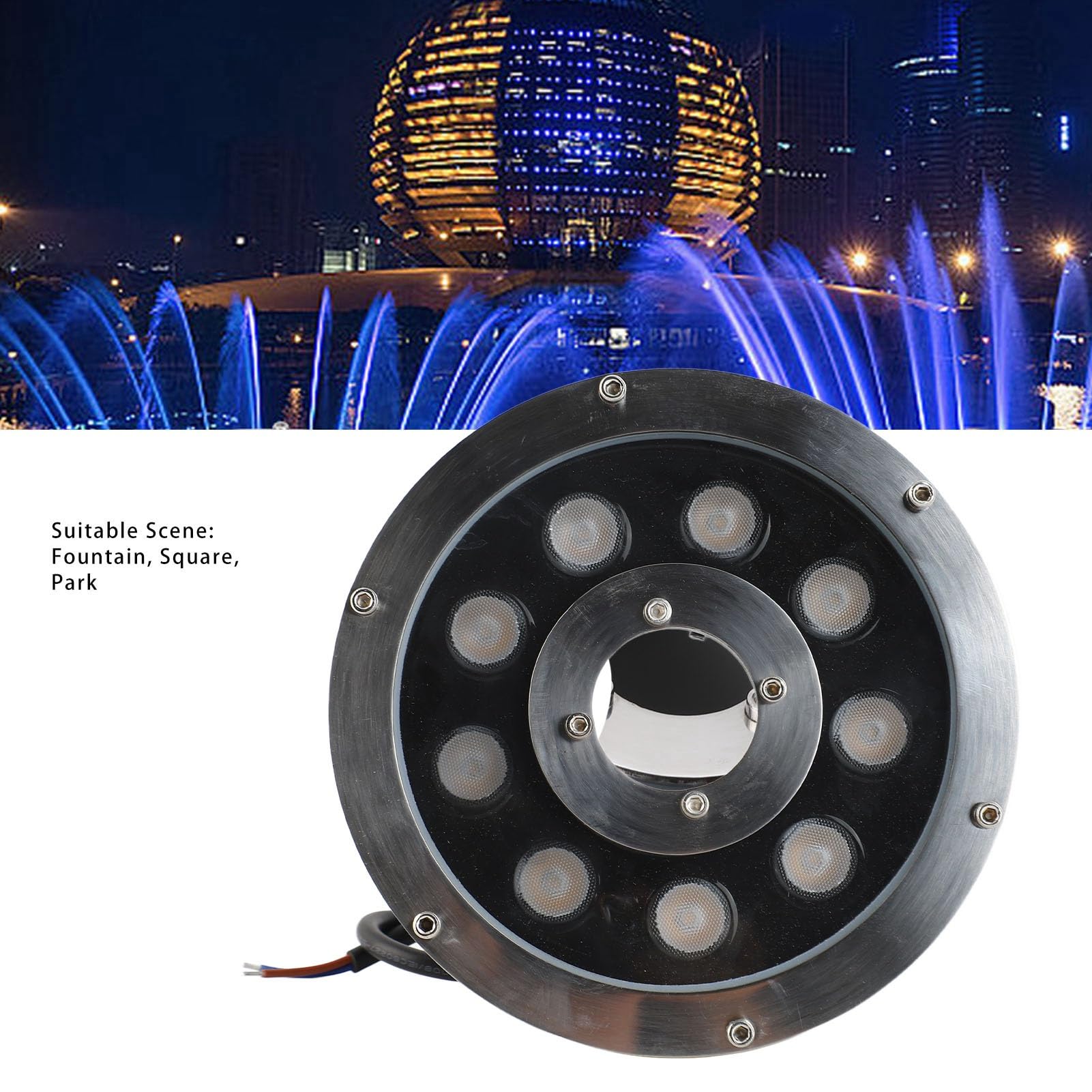 Luci subacquee, luci per stagno a LED, faretto subacqueo sommergibile ad alta luminosità in acciaio inossidabile per cascata di stagno (Bianco caldo 9W)