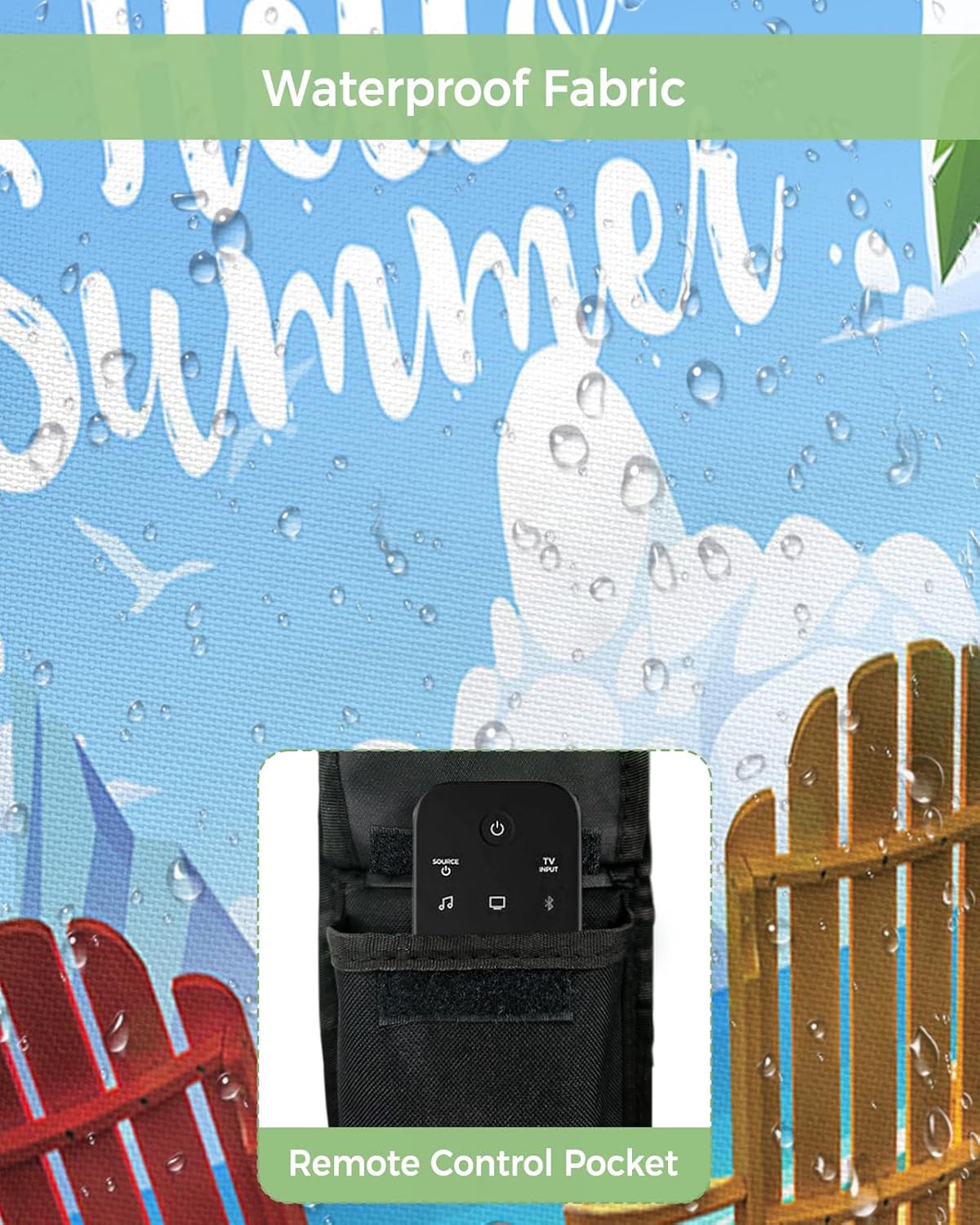 Prime Leader Outdoor TV Cover Waterproof and Weatherproof, Hello Summer Beach Beach Chair Coconut Tree Outside TV Cover for 70 to 75 inch LCD LED, Shield TV Display Screen Protector