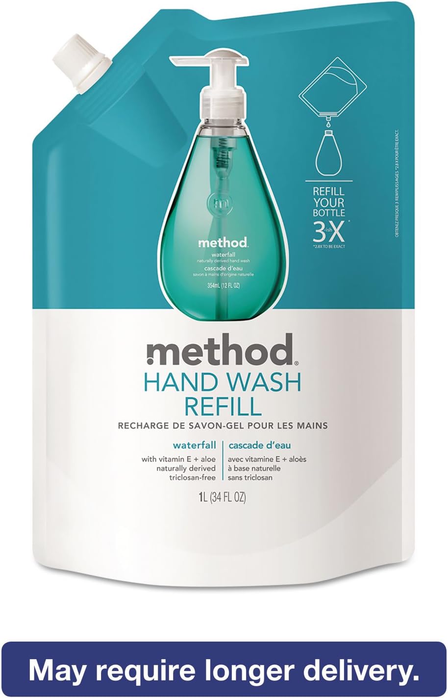 Method Gel Hand Wash Refill Pouch, Waterfall, 34 Ounce