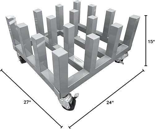 Miniatura 4 de Signworld Soporte móvil para carrito de almacenamiento para rodillos multimedia resistente, capacidad para 16 rollos, color gris