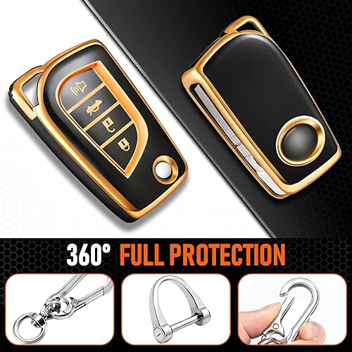 Miniatura 4 de Toykee Accesorios para llavero Toyota 2018-2022 Camry RAV4 Highlander Avalon C-HR Prius Corolla GT86 4 botones, funda de TPU+anillo en D + gancho