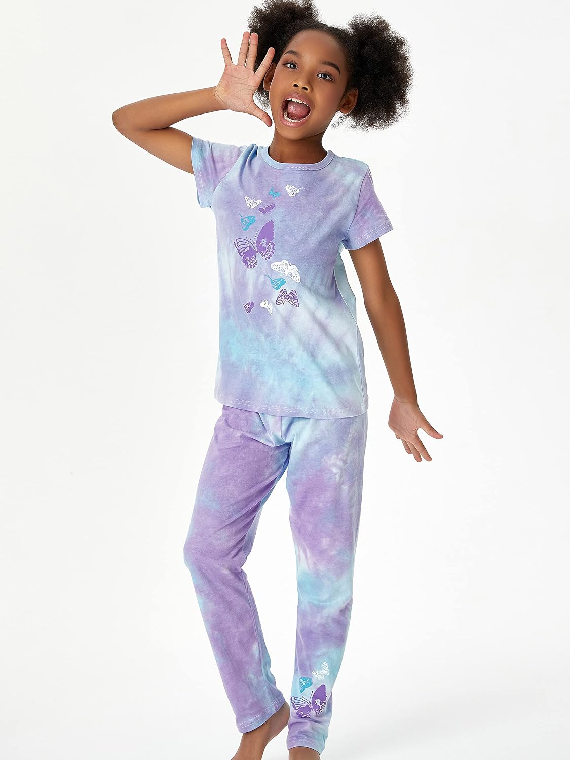 Tebbis Girls Tie Dye Short Sleeve Pajamas Cotton Loungewear Size 4T-18