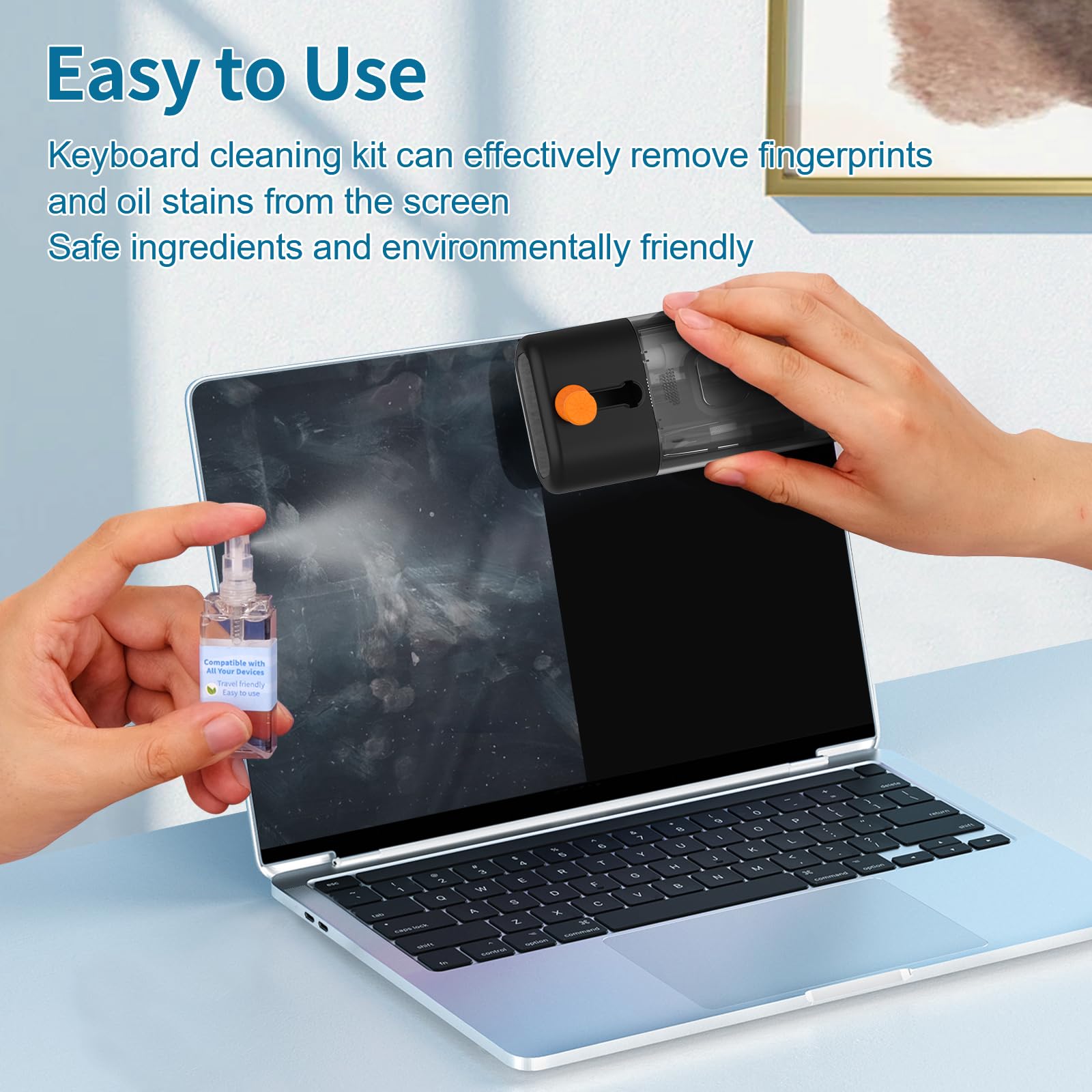 Kit de limpieza de teclado para laptop, cepillo de limpieza 12 en 1, limpiador de pantalla electrónico con bolígrafo de limpieza multifunción para MacBook, tablet, iPhone, auriculares,