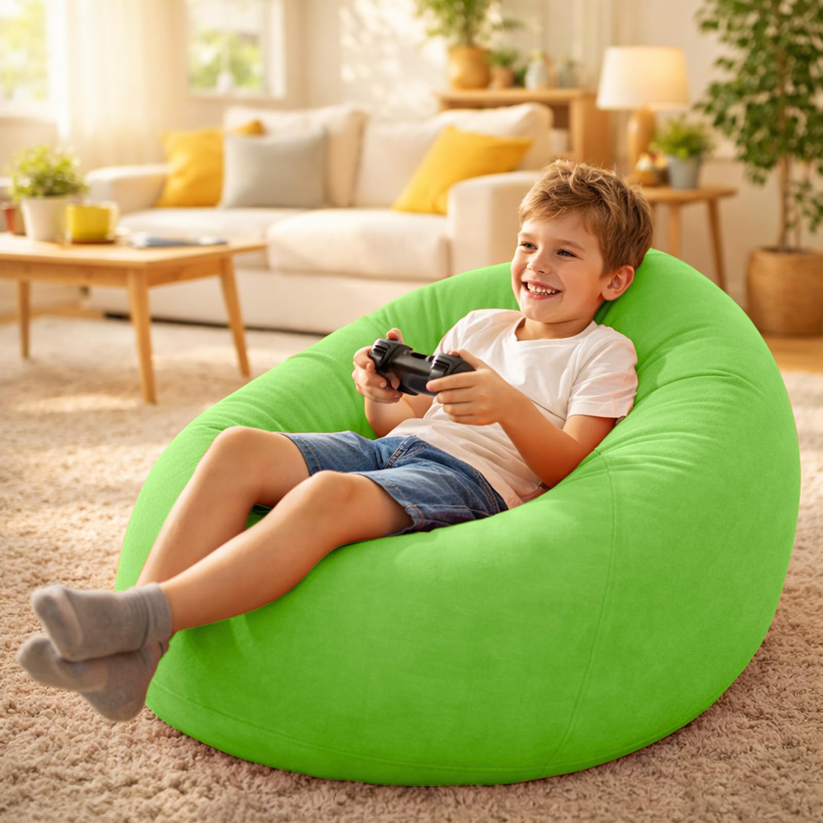 Aufblasbarer Sitzsack - 103x60cm Aufblasbares Sofa, Aufblasbarer Outdoor|Indoor-Sessel, Wohnzimmer Liegestuhl Schlafzimmer Sitzsack Superweich Bean Bag Lounge Sitzhocker Relax-Sessel, Grün