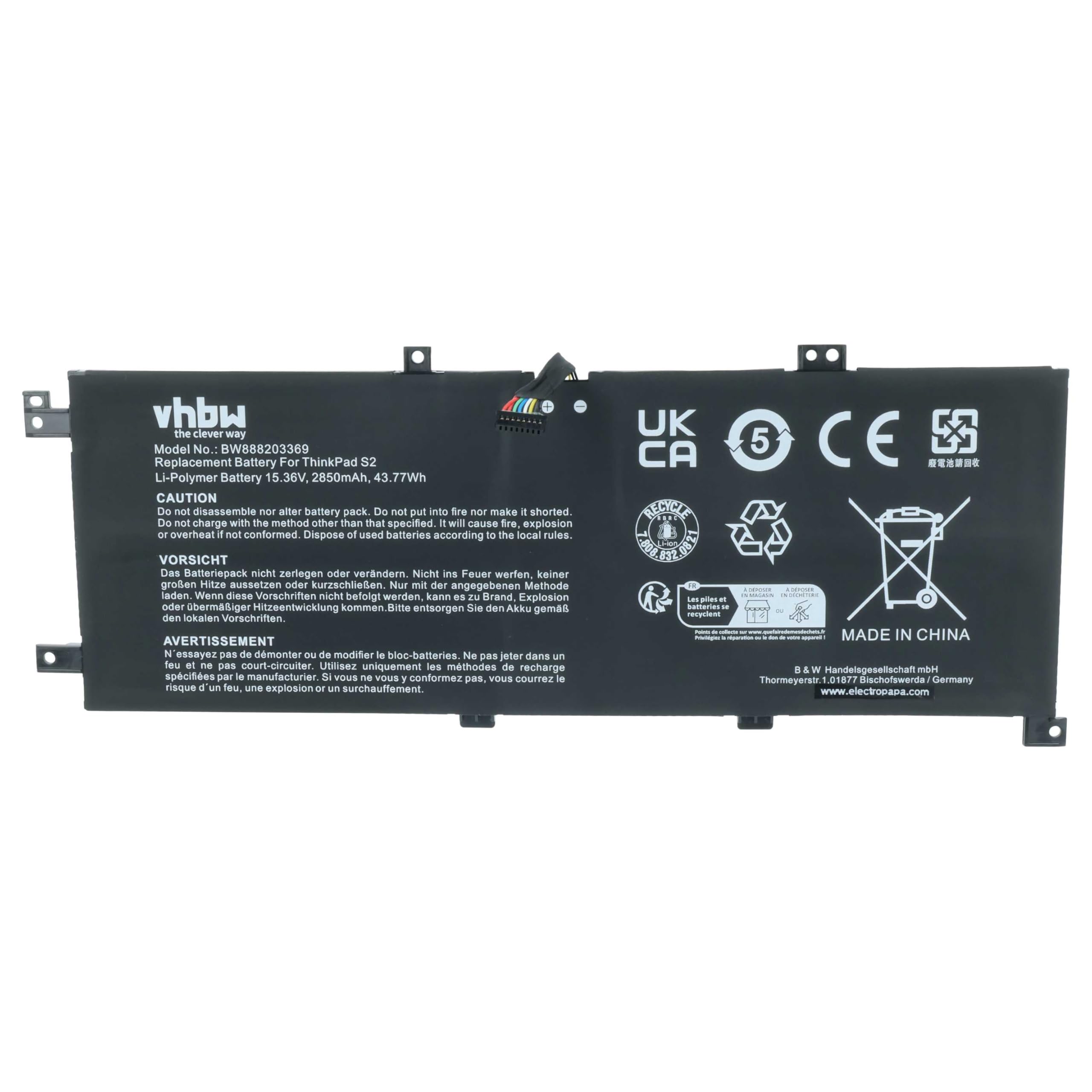 vhbw batteria sostituisce Lenovo SB10T83119, SB10T83120, L18D4P90, L18M4P90, L18C4P90 per notebook (2850mAh, 15,36V, Li-Poly)