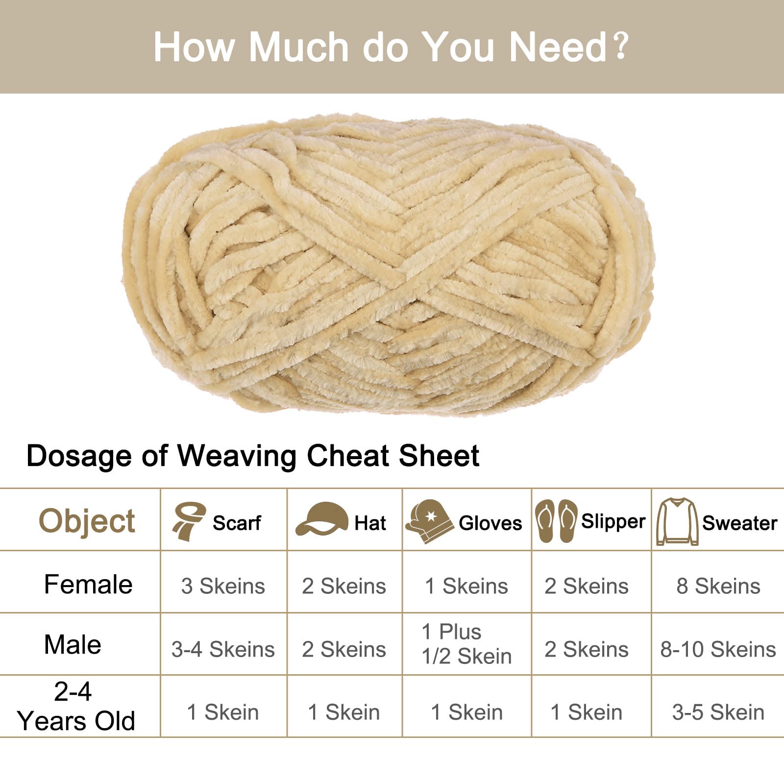 UXCELL 2 Skeins Velvet Chenille Yarn, 2x100g/7.1oz - Image 4