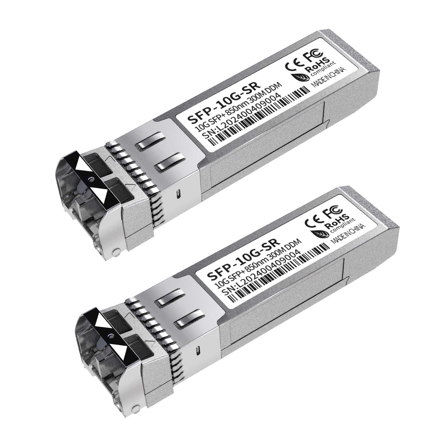 Lot de 2 émetteurs-récepteurs SFP+ 10G SFP LC MMF300m 10GBase-SR SFP+, 10G 850 nm MMF, jusqu'à 300 mètres, compatibles avec Cisco SFP-10G-SR, Meraki MA-SFP-10GB-SR, Ubiquiti UF-MM-10G, Mikrotik,