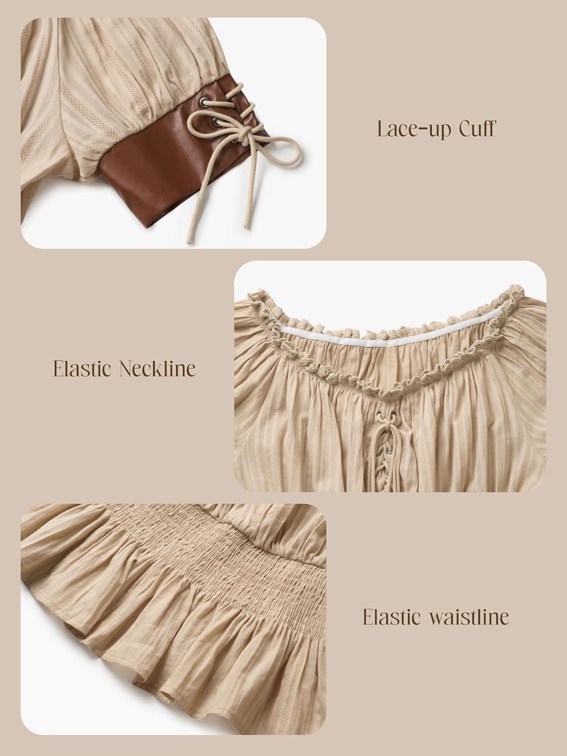 YESSA Women Renaissance Shirt,Victorian Off Shoulder Peasant Blouse,Pirate Short Sleeve Medieval Tops,Ren Faire Costume - Image 4