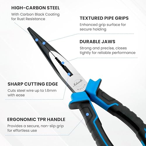 Miniatura 9 de Juego de alicates de punta de aguja, alicates de punta larga de 5 pulgadas para doblar alambre, paquete de 6 alicates de punta de aguja de acero